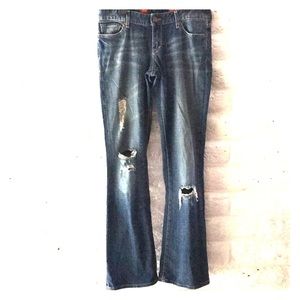 Express “Stella” distressed boot cut jeans